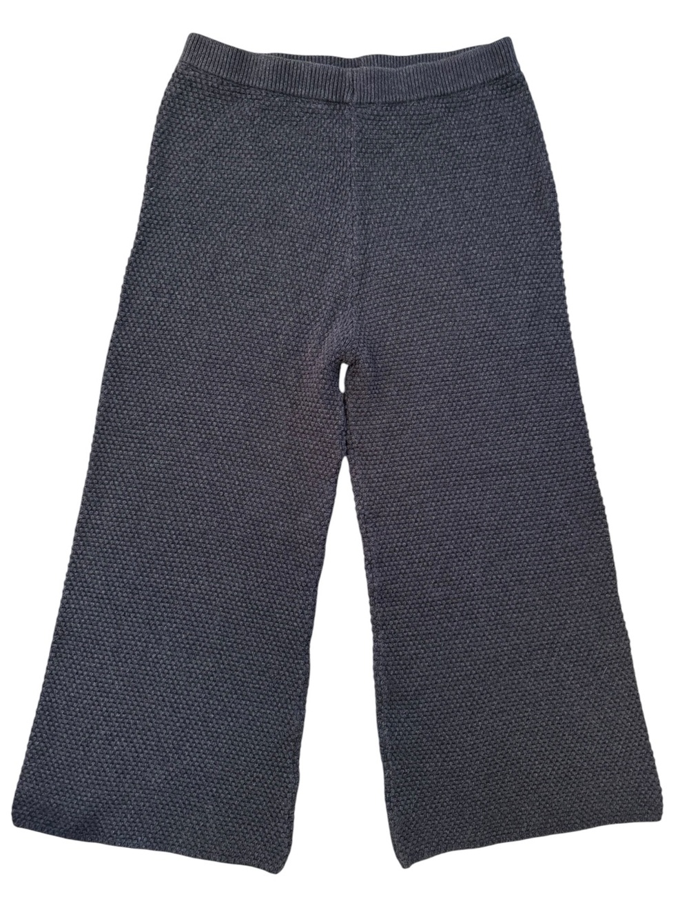 Free People Beach Textured Knit Wide Leg Crop Pants Medium Pull On Gray Black